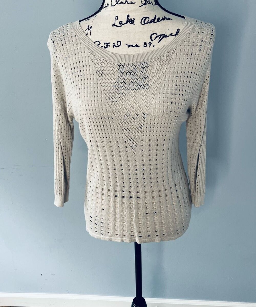 Express Women's Small Knit Taupe Cream Color Pullover Scoop Neck Sweater